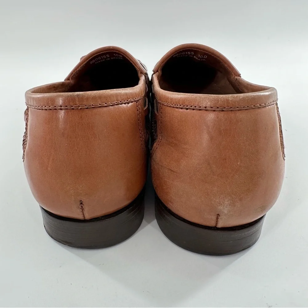 Sandler of Boston mens shoes size 10 tan leather kiltie tassel loafers